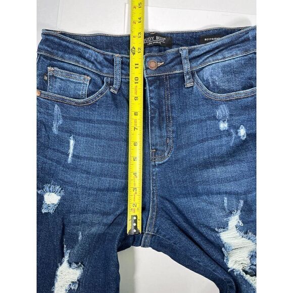 Judy Blue High-Rise Distressed Jeans Size 28/7 Boyfriend Fit Redland - Picture 10 of 12